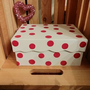 Red & White Polka Dot Metal Storage Box